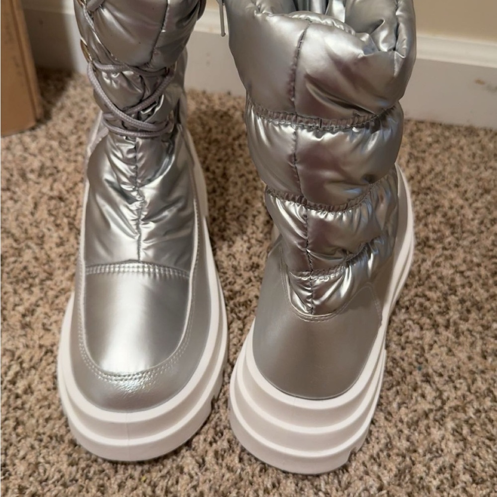 Silver Puffer Boots